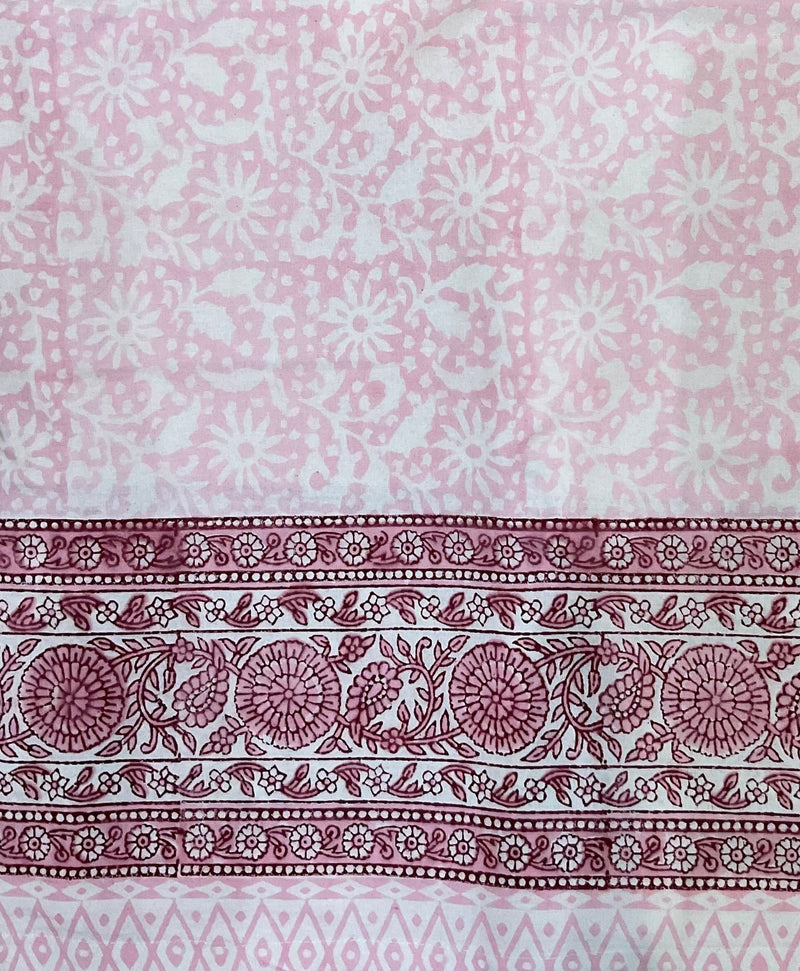 Pink Block Print Tablecloth