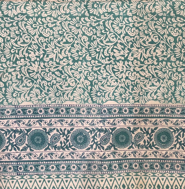 Turquoise Block Print Tablecloth