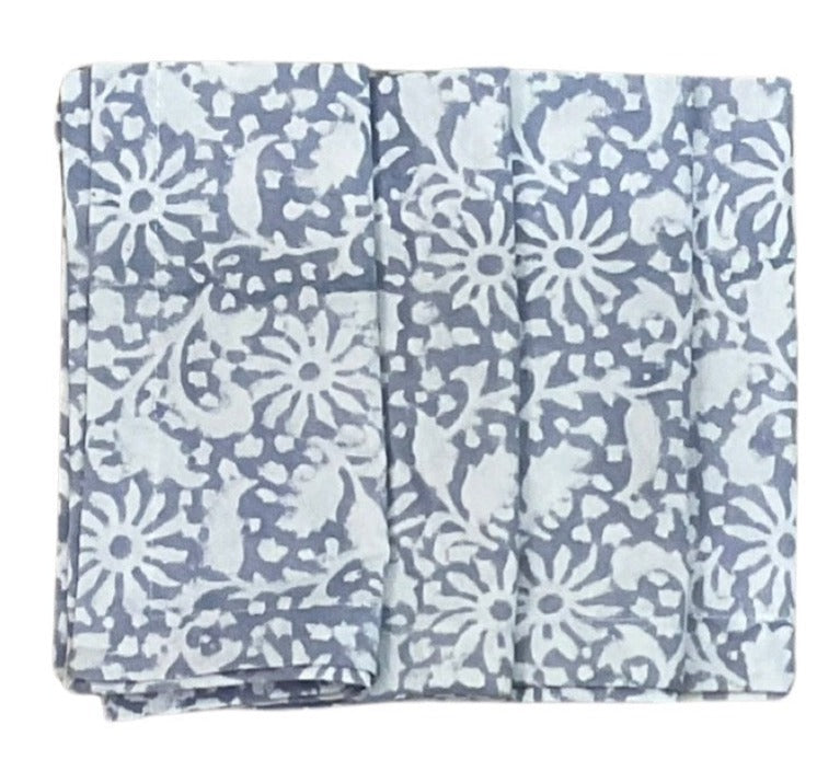 Blue & White Block Print Napkins (Set of 4) — Grace Home Decor