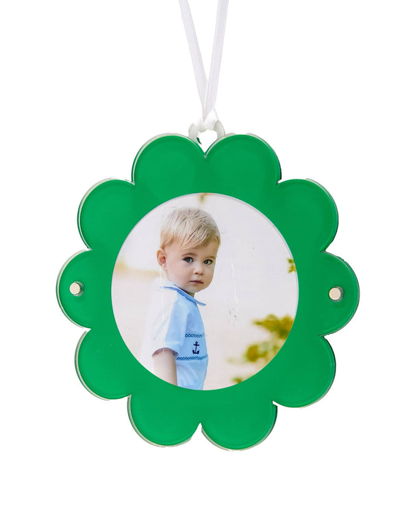 Double Sided Daisy Picture Ornament - Green