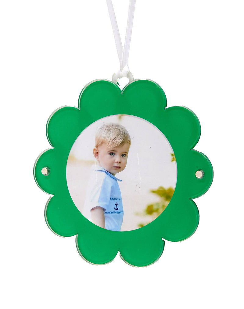 Double Sided Daisy Picture Ornament - Green