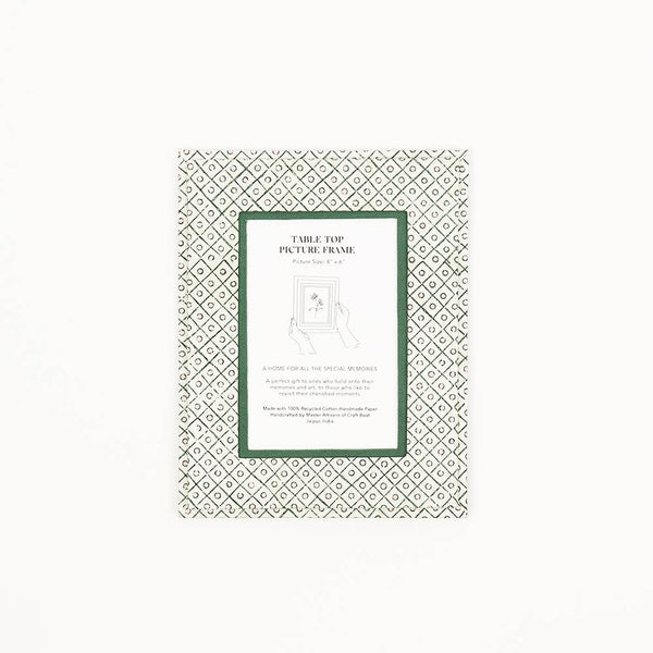 Dot and Grid Table Top Picture Frame - Green