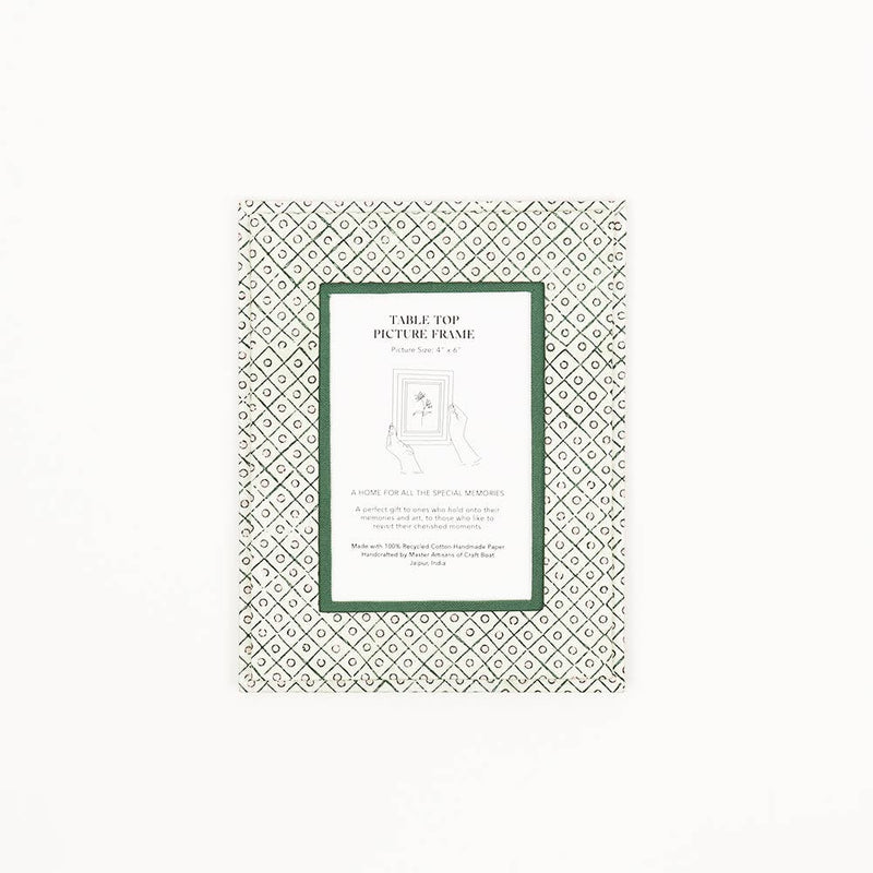 Dot and Grid Table Top Picture Frame - Green