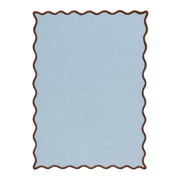 Blue/Brown Single Scallop Cocktail Napkins