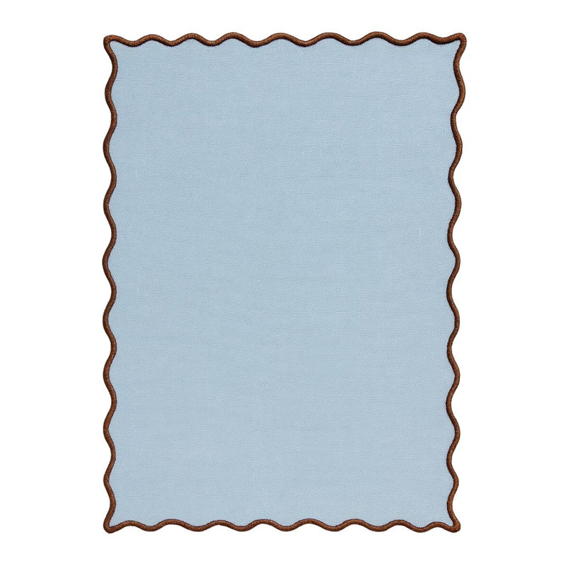 Blue/Brown Single Scallop Cocktail Napkins