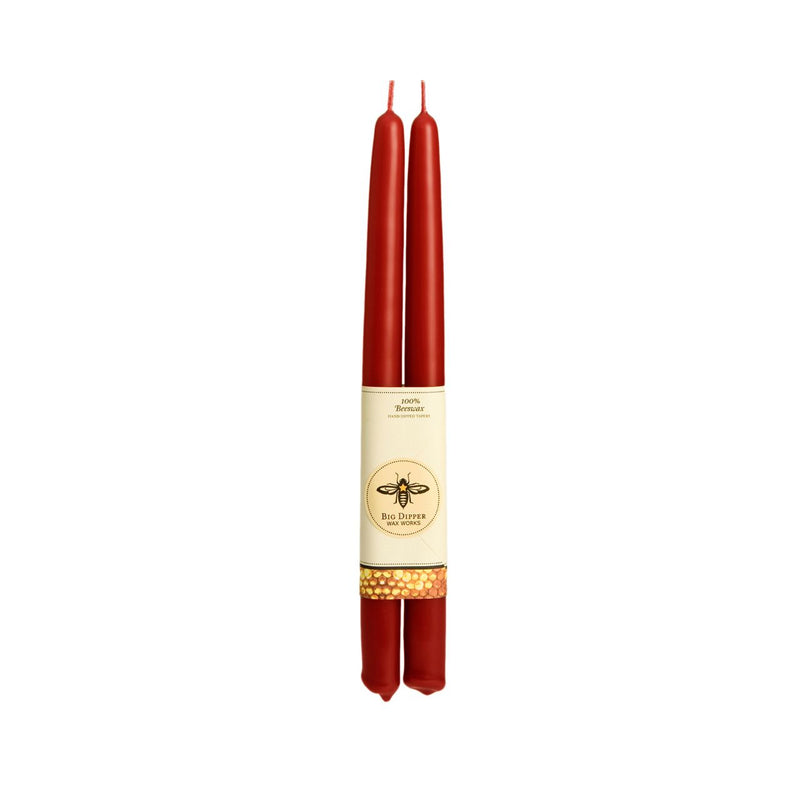100% Pure Beeswax Taper Candles – Red