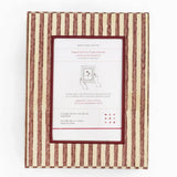 BLOCK PRINTED YELLOW/BROWN STRIPE PICTURE FRAME