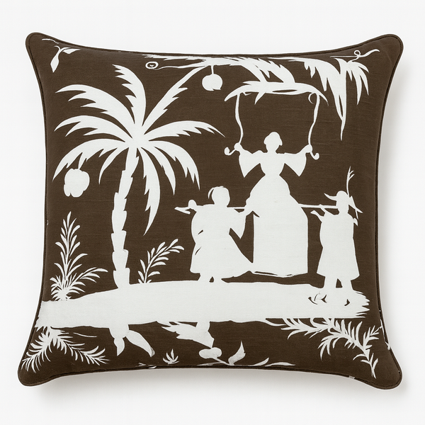 Lyford Background Brown on White Pillow Cover