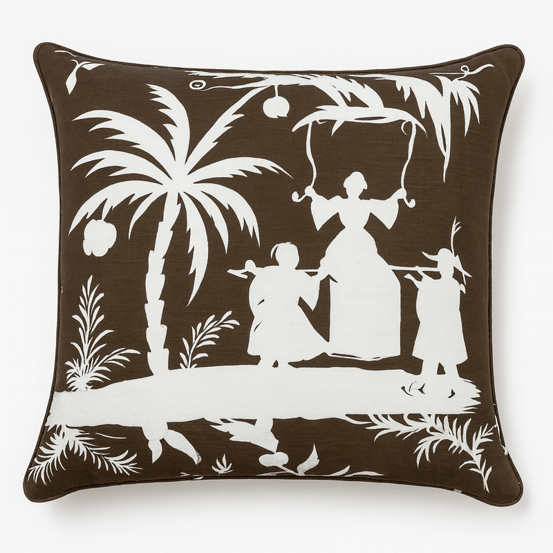 Lyford Background Brown on White Pillow Cover