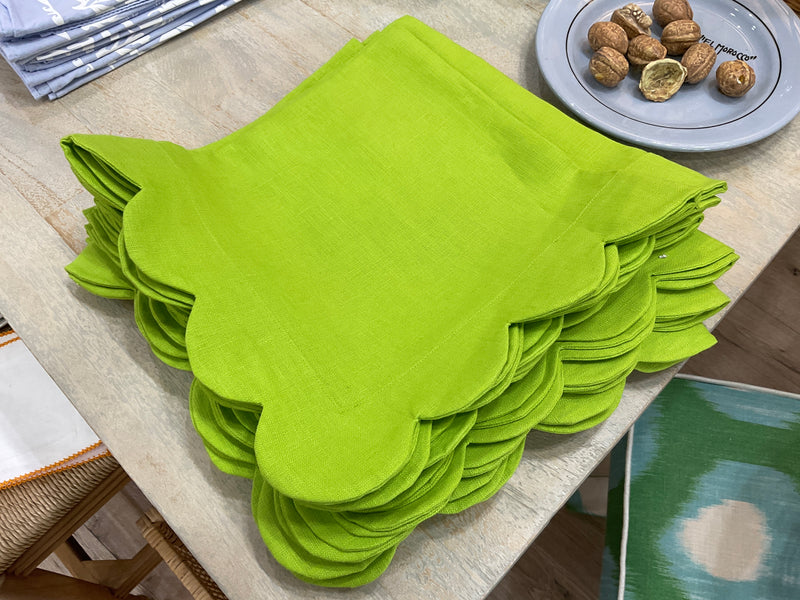 Bouwerie Green Scallop Napkins Set Set of 4