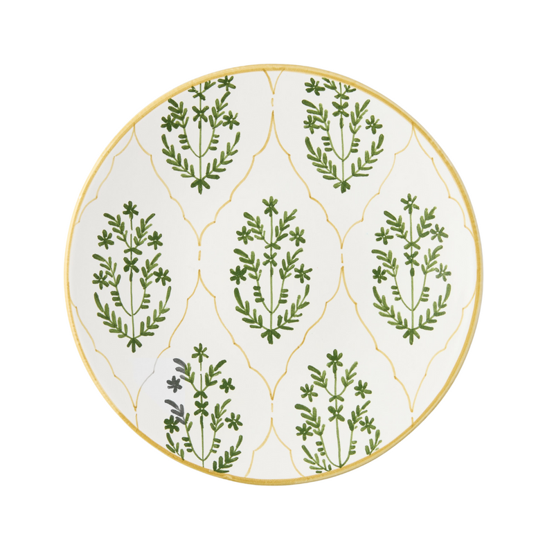 Peter Dunham + Hudson Grace Olive Green Hand-Painted Jaali Salad Plate
