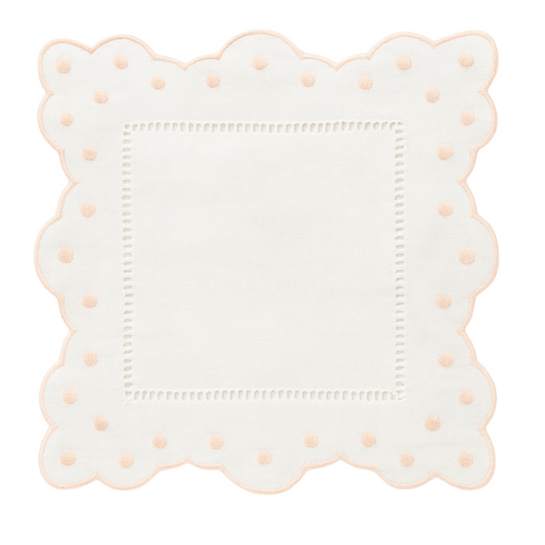 Pink Scallop and Dots Cocktail Napkin
