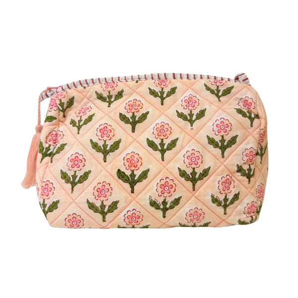 Mona Blockprint Makeup Bag - Pink
