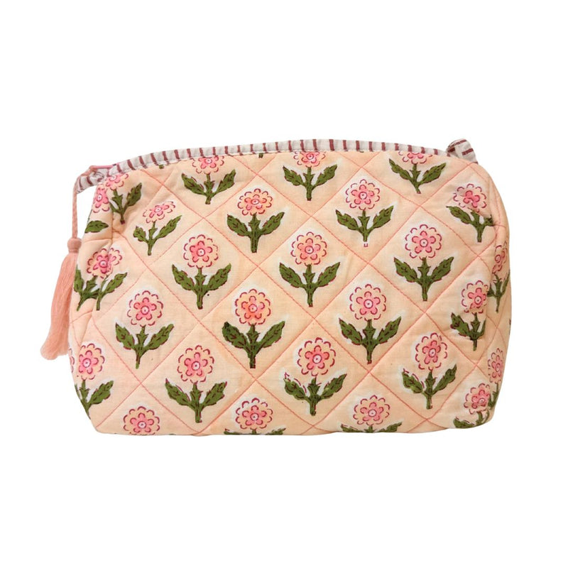 Mona Blockprint Makeup Bag - Pink