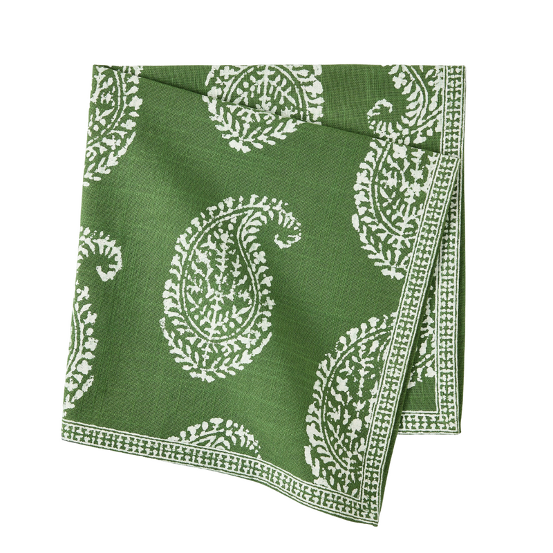 Peter Dunham + Hudson Grace Kashmir Paisley Olive Green Printed Napkin