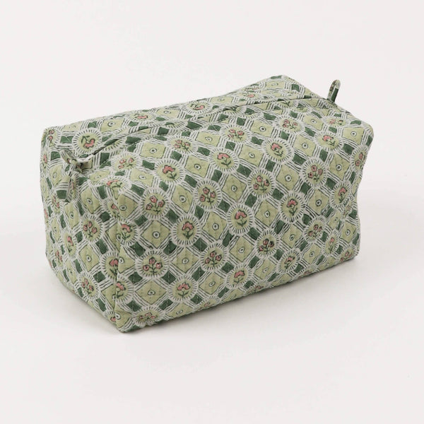 Spring Bloom Block Printed Medium Cosmetic Bag