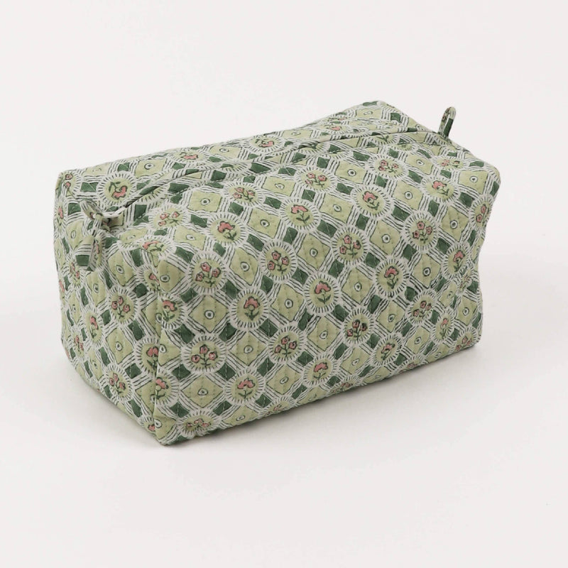 Spring Bloom Block Printed Medium Cosmetic Bag