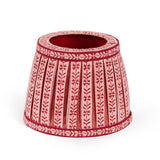 Block Print Garnet Red Floral Stripe Lamp Shade Cover