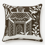 Lyford Background Brown on White Pillow Cover