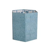Blue Block Printed Hexagon Collapsible Waste Basket