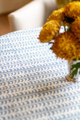 Endless Fleur Tablecloth in Dusty Blue: Round 120"