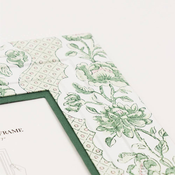 Block Printed Wall Picture Frame - Blooming Trellis Green