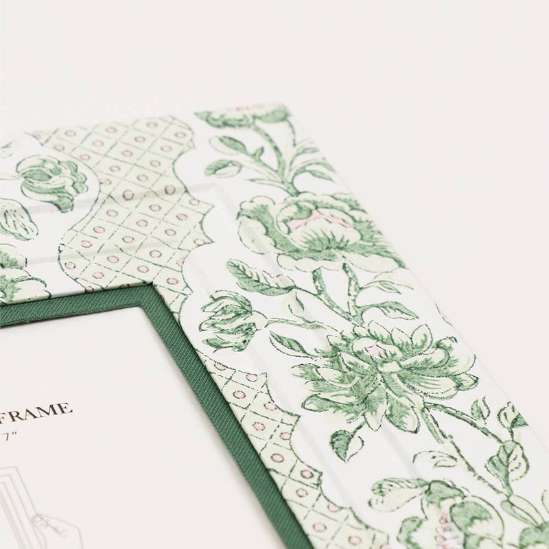 Block Printed Wall Picture Frame - Blooming Trellis Green