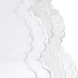 Double Scallop Embroidered Cotton Percale Sheet Set: Navy/White / Queen