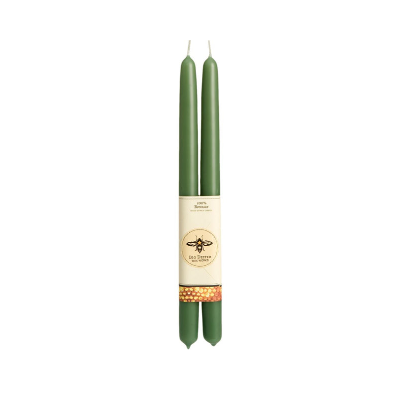 100% Pure Beeswax Taper Candles – Moss