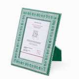 BLOCK-PRINTED CELADON GREEN FLORAL STRIPE PICTURE FRAME