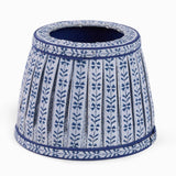 Block Print Harbor Blue Floral Stripe Lampshade Cover