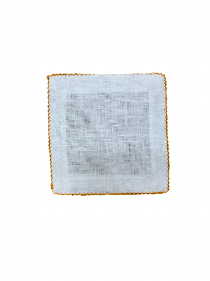 Picot Edge Cocktail Napkin Set of 4 Marigold