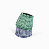 Block Print Harbor Blue Floral Stripe Lampshade Cover
