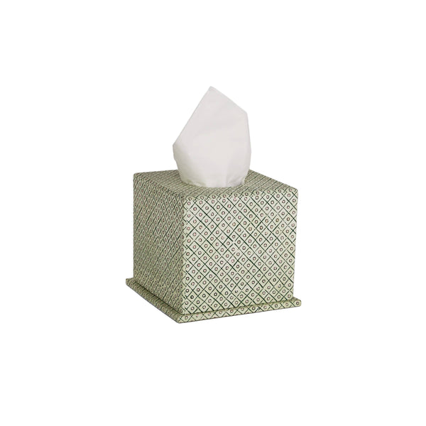 Green Dot & Grid Block Printed Tissue Box