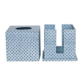 Dot and Grid Blue Tissue Box Cover