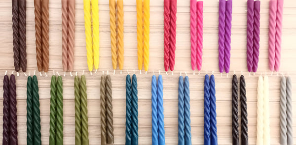 Pair Twisted Beeswax Dinner Taper Candles: 13 / Capri Blue