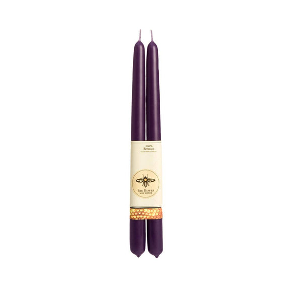 100% Pure Beeswax Taper Candles – Eggplant