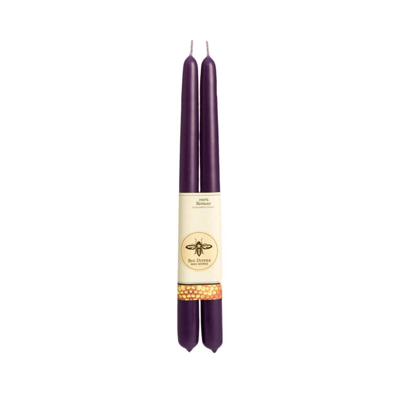 100% Pure Beeswax Taper Candles – Eggplant