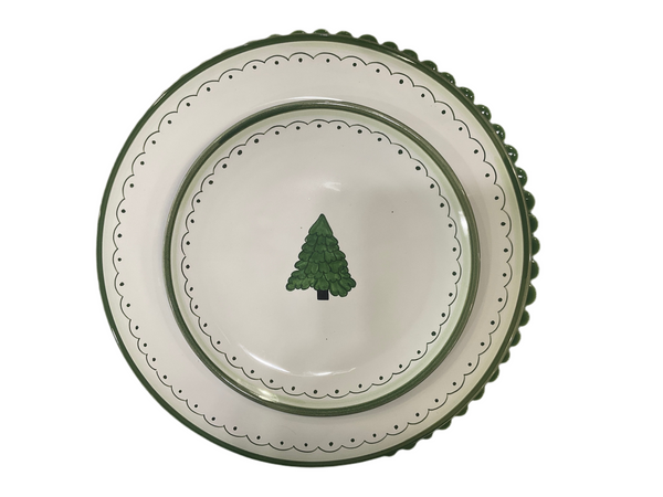 Green Christmas Tree Dinner Plate