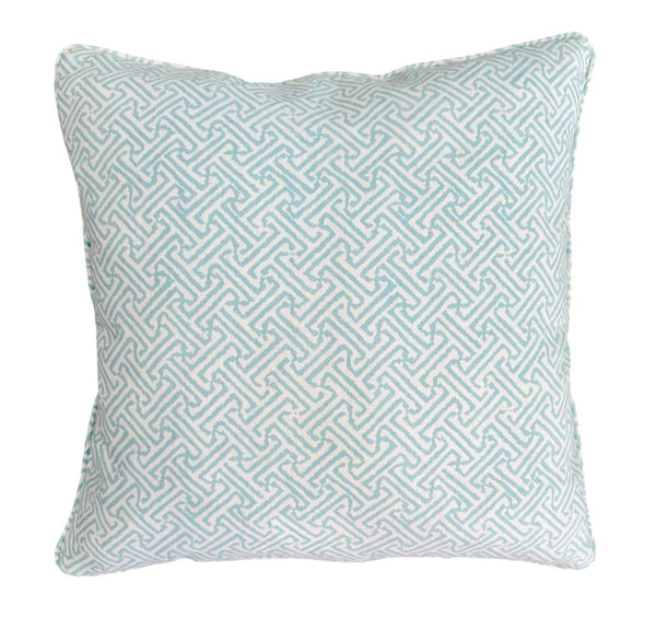 Java Java Light Turquoise on White Pillow Cover