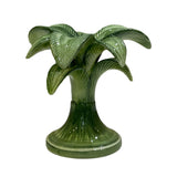 Small Handpainted Green Palm Candle Holder