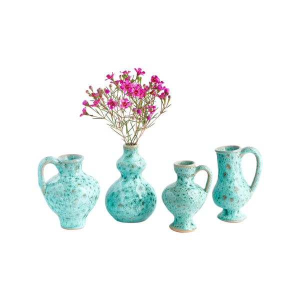 Mini Seafoam Bud Vases, Multi Set of 4