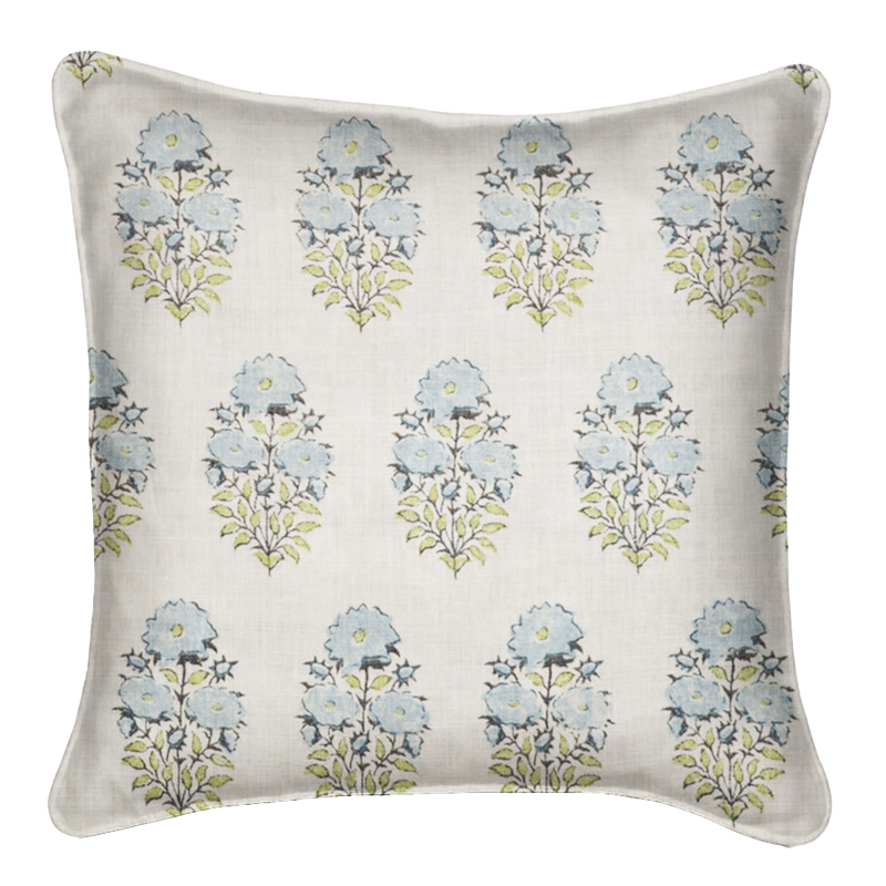 Mughal Flower Blue Pillow Cover
