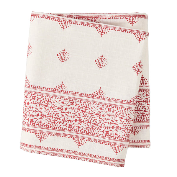 Peter Dunham + Hudson Grace Red Fez Stripe Printed Tablecloth