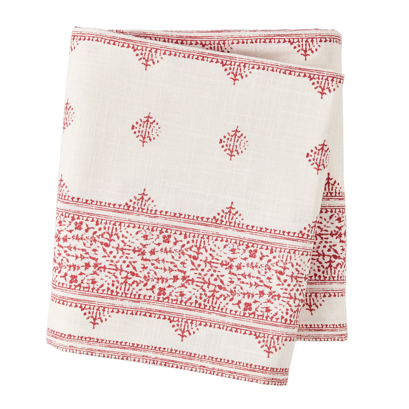 Peter Dunham + Hudson Grace Red Fez Stripe Printed Tablecloth