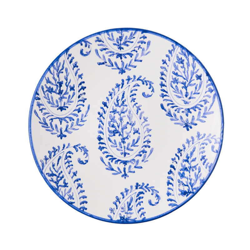 Peter Dunham + Hudson Grace Blue Kashmir Hand-Painted Paisley Salad Plate
