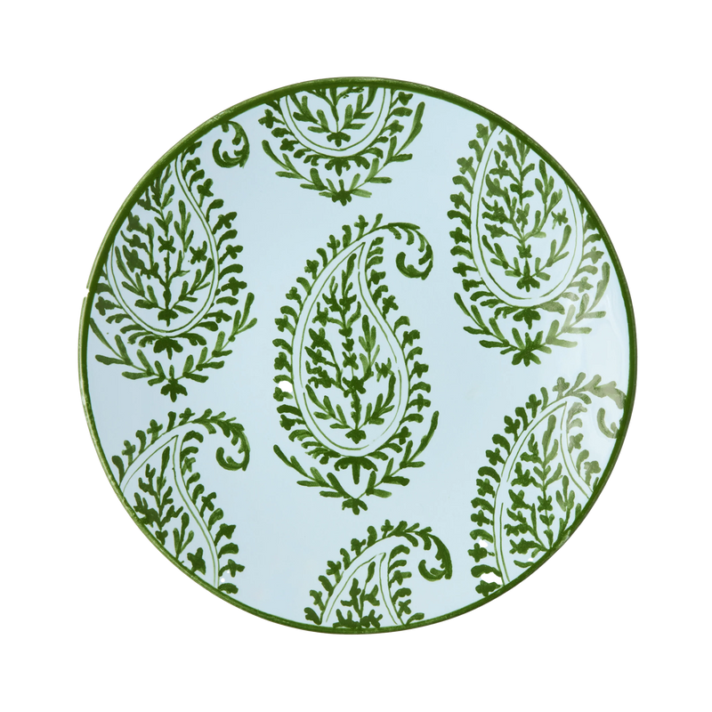 Peter Dunham + Hudson Grace Green Kashmir Hand-Painted Paisley Salad Plate