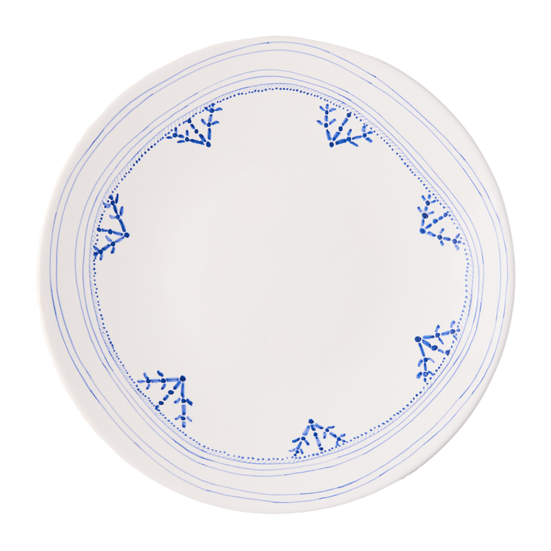 Peter Dunham + Hudson Grace Blue Fez Hand-Painted Border Dinner Plate