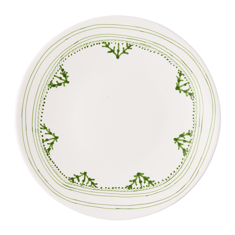 Peter Dunham + Hudson Grace Green Fez Hand-Painted Border Dinner Plate