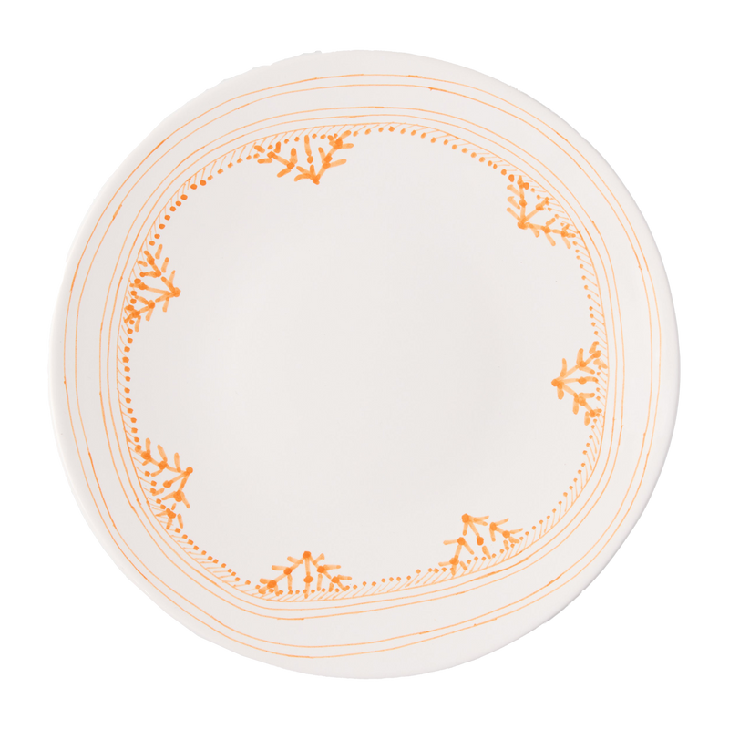 Peter Dunham + Hudson Grace Orange Fez Hand-Painted Border Dinner Plate